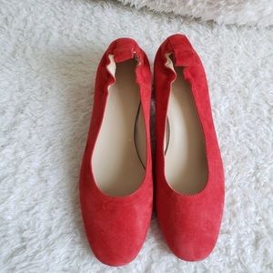 Everlane Red Suede Leather Low Chunky Pumps sz 6.5